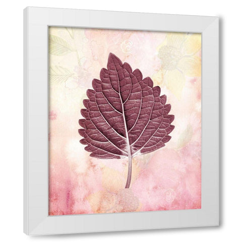 Burgundy Leaf 1 White Modern Wood Framed Art Print by Kimberly, Allen
