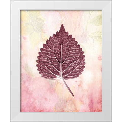Burgundy Leaf 2 White Modern Wood Framed Art Print by Kimberly, Allen