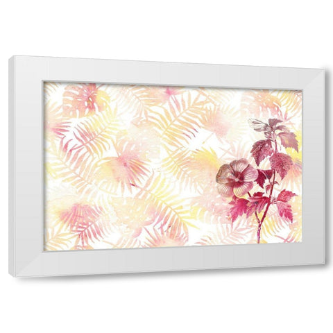 Hibiscus Palms White Modern Wood Framed Art Print by Kimberly, Allen