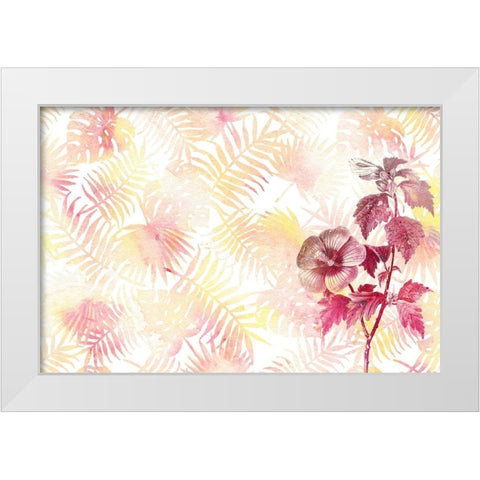 Hibiscus Palms White Modern Wood Framed Art Print by Kimberly, Allen