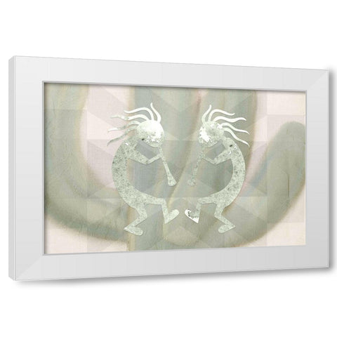 Kokopelli Cactus White Modern Wood Framed Art Print by Kimberly, Allen