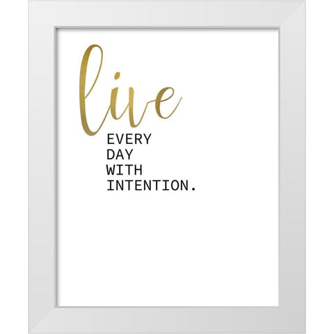 Live Enjoy 1 White Modern Wood Framed Art Print by Kimberly, Allen