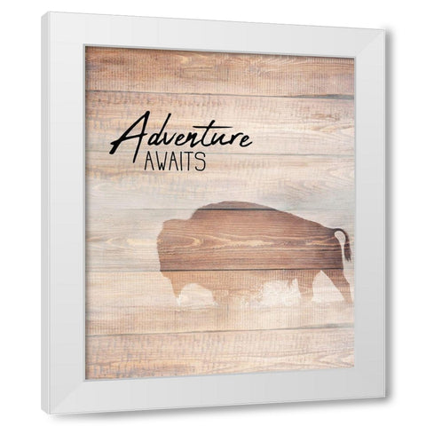 Adventure Awaits White Modern Wood Framed Art Print by Kimberly, Allen