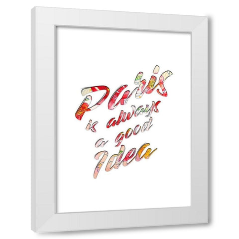 Eiffel Flowers 2 White Modern Wood Framed Art Print by Kimberly, Allen