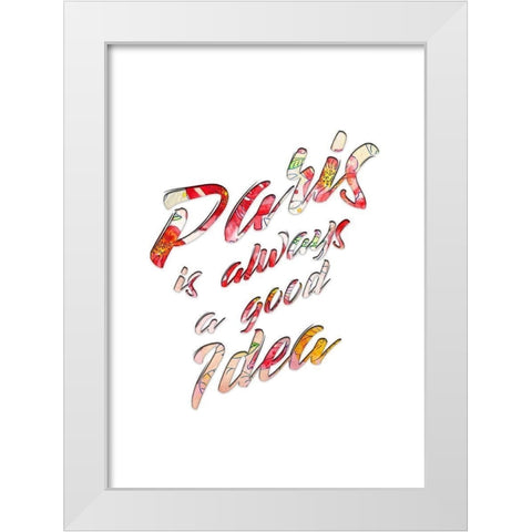 Eiffel Flowers 2 White Modern Wood Framed Art Print by Kimberly, Allen