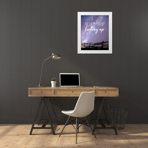 Never Stop White Modern Wood Framed Art Print by Kimberly, Allen