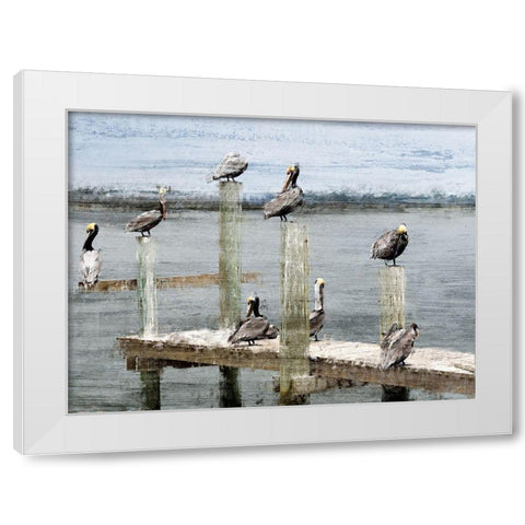 Perched White Modern Wood Framed Art Print by Kimberly, Allen