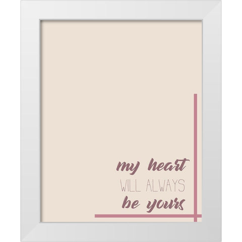 My Heart White Modern Wood Framed Art Print by Kimberly, Allen