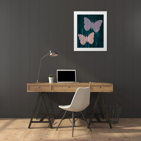 Painted Butterflies 2 White Modern Wood Framed Art Print by Kimberly, Allen