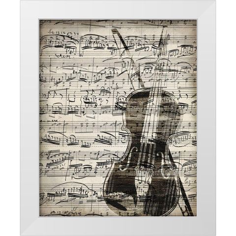 Music Sheets 1 White Modern Wood Framed Art Print by Kimberly, Allen