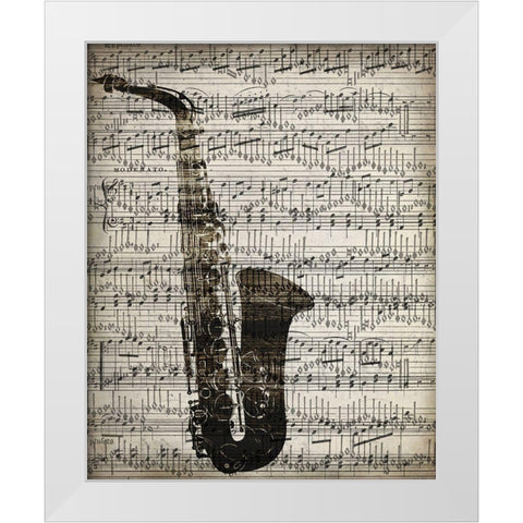 Music Sheets 2 White Modern Wood Framed Art Print by Kimberly, Allen