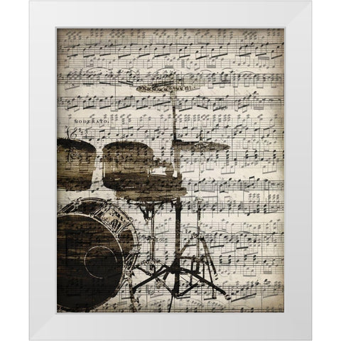 Music Sheets 4 White Modern Wood Framed Art Print by Kimberly, Allen
