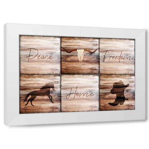 Peace Home Freedom White Modern Wood Framed Art Print by Kimberly, Allen