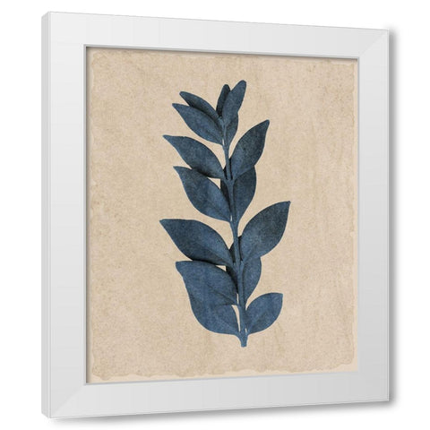 Blue Leaf Print 1 White Modern Wood Framed Art Print by Kimberly, Allen