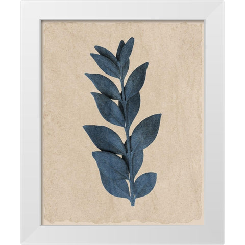 Blue Leaf Print 1 White Modern Wood Framed Art Print by Kimberly, Allen