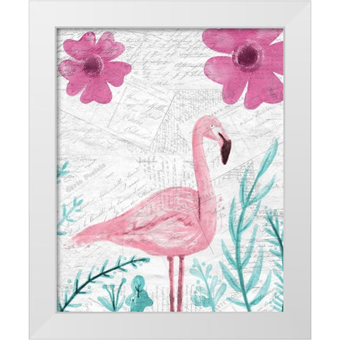 Flamingo Mail 1 White Modern Wood Framed Art Print by Kimberly, Allen