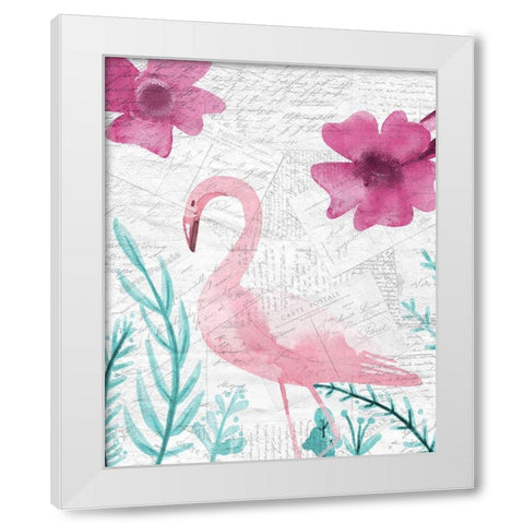 Flamingo Mail 2 White Modern Wood Framed Art Print by Kimberly, Allen