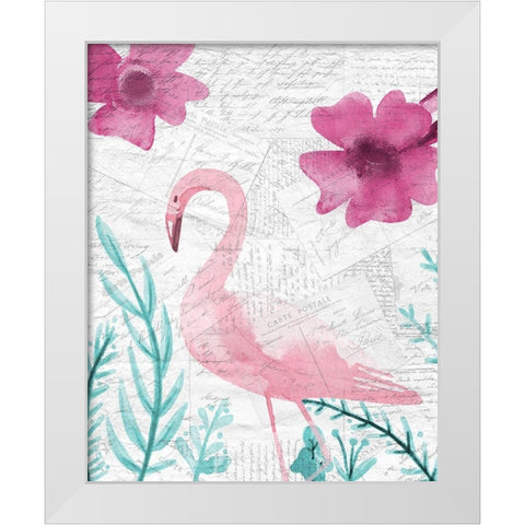 Flamingo Mail 2 White Modern Wood Framed Art Print by Kimberly, Allen