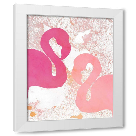 Flamingos 2 White Modern Wood Framed Art Print by Kimberly, Allen