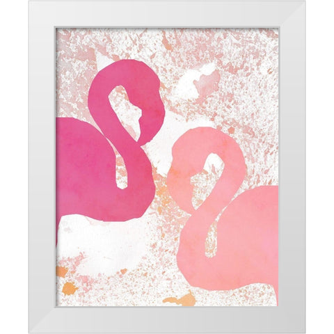 Flamingos 2 White Modern Wood Framed Art Print by Kimberly, Allen