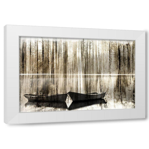 Canoe Morning White Modern Wood Framed Art Print by Kimberly, Allen