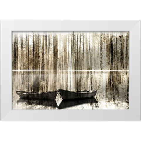 Canoe Morning White Modern Wood Framed Art Print by Kimberly, Allen