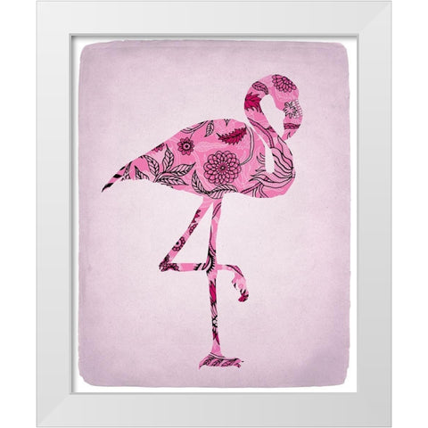 Flamingo 1 White Modern Wood Framed Art Print by Kimberly, Allen