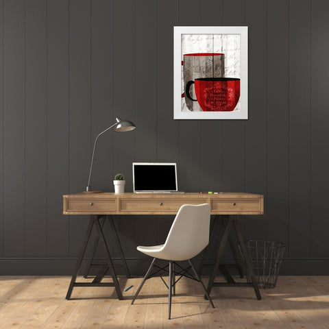 Morning Coffee 1 White Modern Wood Framed Art Print by Kimberly, Allen