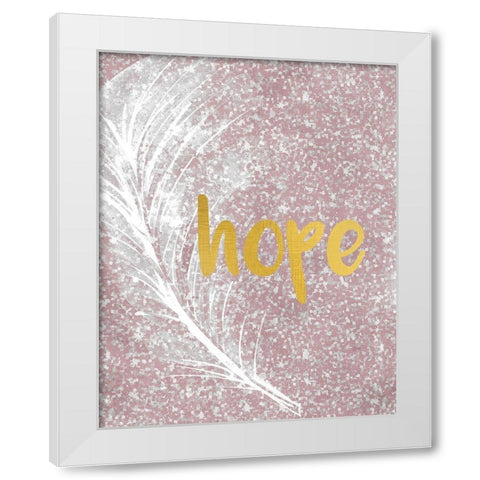 Pink Glitter Feather 2 White Modern Wood Framed Art Print by Kimberly, Allen