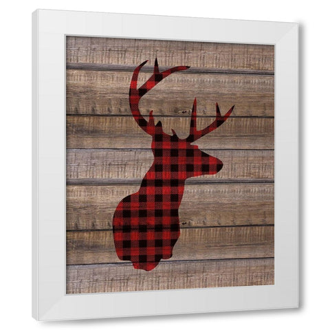 Buck Christmas 1 White Modern Wood Framed Art Print by Kimberly, Allen