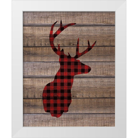 Buck Christmas 1 White Modern Wood Framed Art Print by Kimberly, Allen