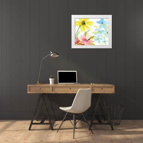 Springtime Blooms White Modern Wood Framed Art Print by Kimberly, Allen