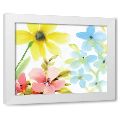 Springtime Blooms White Modern Wood Framed Art Print by Kimberly, Allen