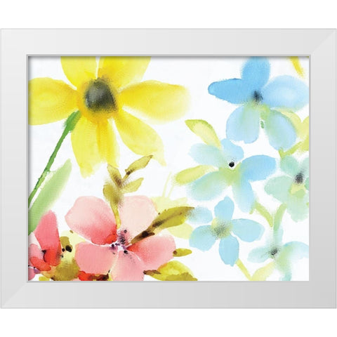 Springtime Blooms White Modern Wood Framed Art Print by Kimberly, Allen