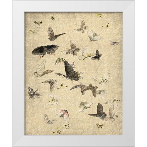 Butterflies in Flight 1 White Modern Wood Framed Art Print by Kimberly, Allen
