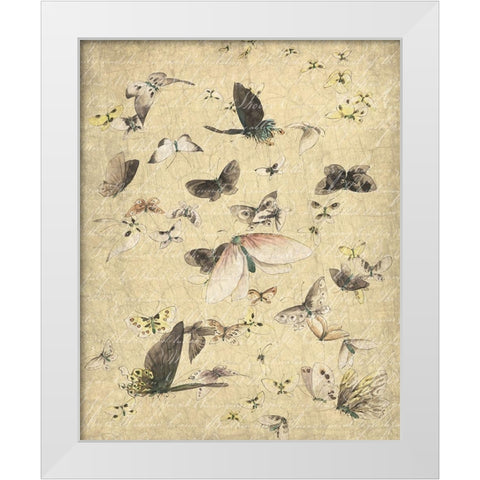 Butterflies in Flight 2 White Modern Wood Framed Art Print by Kimberly, Allen
