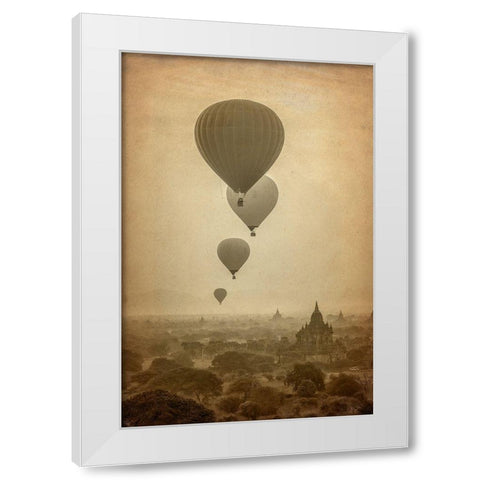 Hot Air Balloon Ride White Modern Wood Framed Art Print by Kimberly, Allen