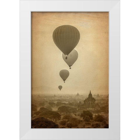Hot Air Balloon Ride White Modern Wood Framed Art Print by Kimberly, Allen