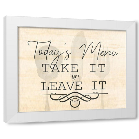 Menu White Modern Wood Framed Art Print by Kimberly, Allen