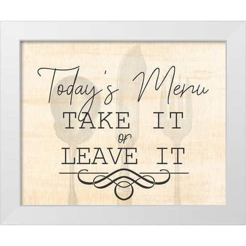 Menu White Modern Wood Framed Art Print by Kimberly, Allen