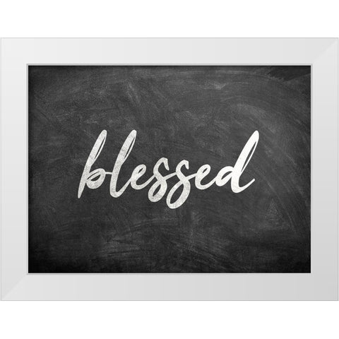Chalkboard Blessed White Modern Wood Framed Art Print by Kimberly, Allen