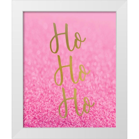 HO HO HO Pink White Modern Wood Framed Art Print by Kimberly, Allen