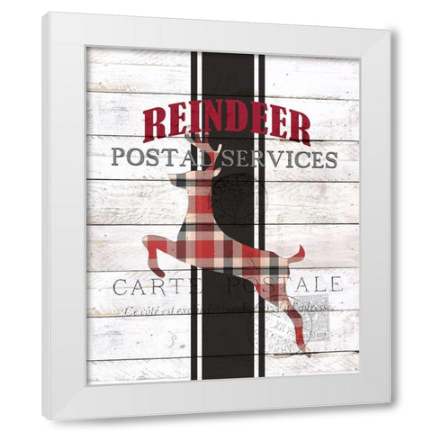 Reindeer Postal Service White Modern Wood Framed Art Print by Kimberly, Allen