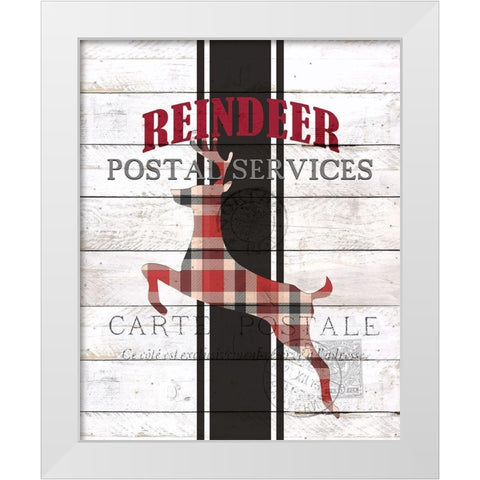 Reindeer Postal Service White Modern Wood Framed Art Print by Kimberly, Allen