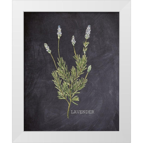 Blackboard Herbs 1 White Modern Wood Framed Art Print by Kimberly, Allen