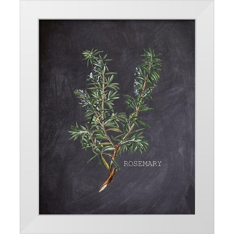Blackboard Herbs 2 White Modern Wood Framed Art Print by Kimberly, Allen