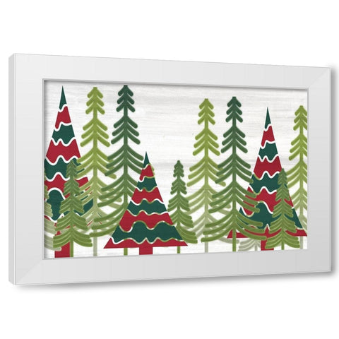 Christmas Trees White Modern Wood Framed Art Print by Kimberly, Allen