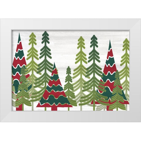 Christmas Trees White Modern Wood Framed Art Print by Kimberly, Allen