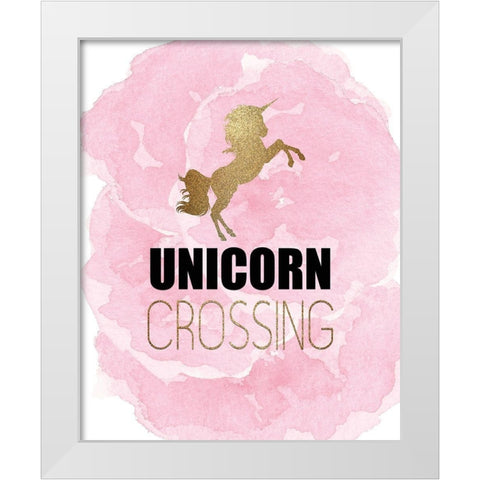 Unicorn Crossing White Modern Wood Framed Art Print by Kimberly, Allen