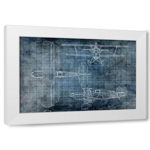 Plane Blueprint 1 White Modern Wood Framed Art Print by Kimberly, Allen